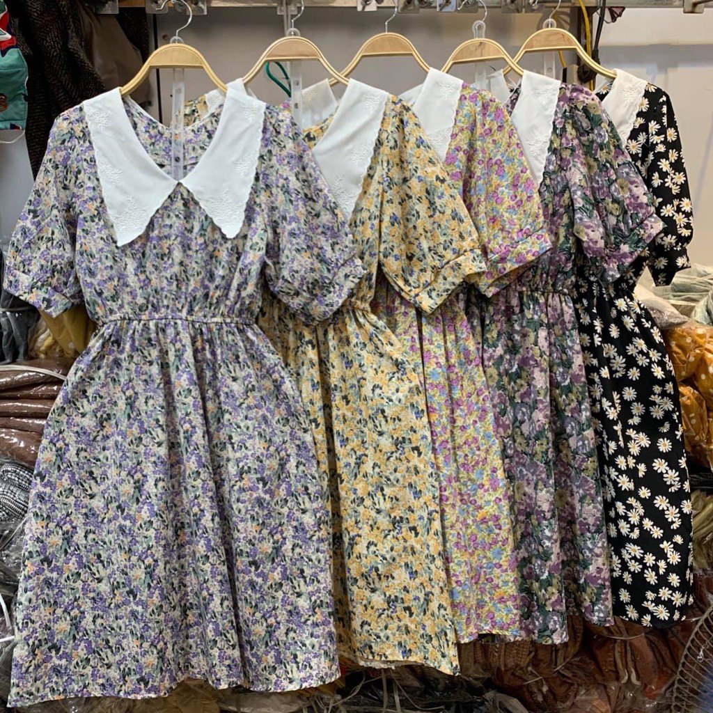 [FREESHIP50K] Váy hoa cổ thêu chun bụng vintage nhiều màu | WebRaoVat - webraovat.net.vn
