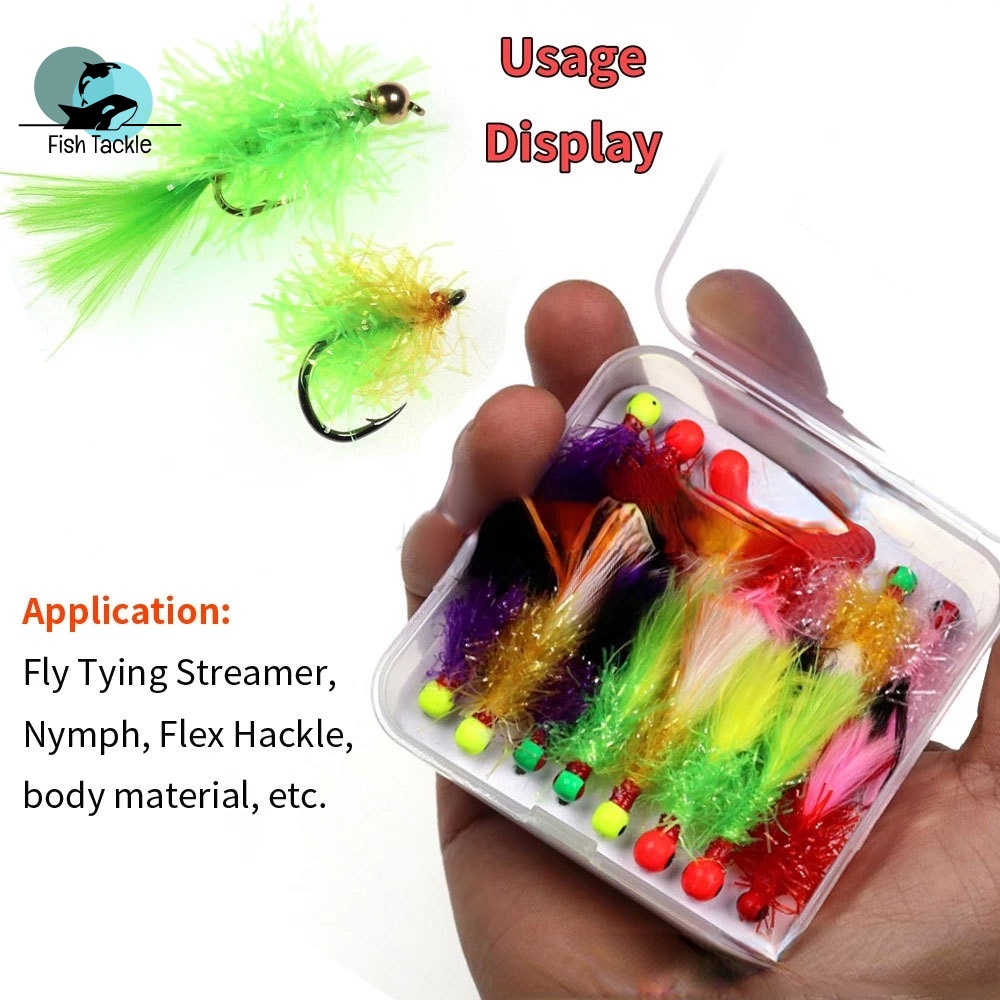Đèn Nháy Pha Lê Chenile Hackle Nhấp Nháy Cho Streamer Egg Salmon Trout Fly Marabou Crappie Jigs