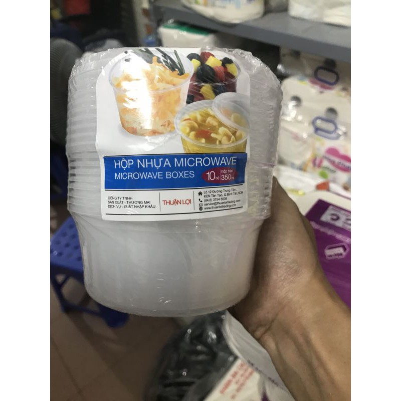 Set 10 Hộp nhựa tròn 350ml Microwave của Thuận Lợi