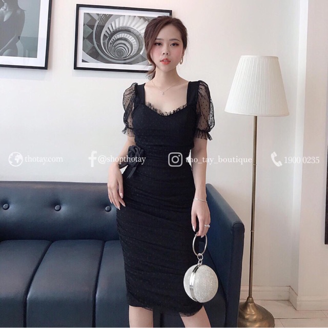 Đầm body lưới hồng