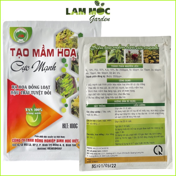 Phân Bón Lá - Tạo Mầm Hoa Cực Mạnh - Ra hoa đồng loạt, đậu quả tuyệt đối - Gói 100 Gram