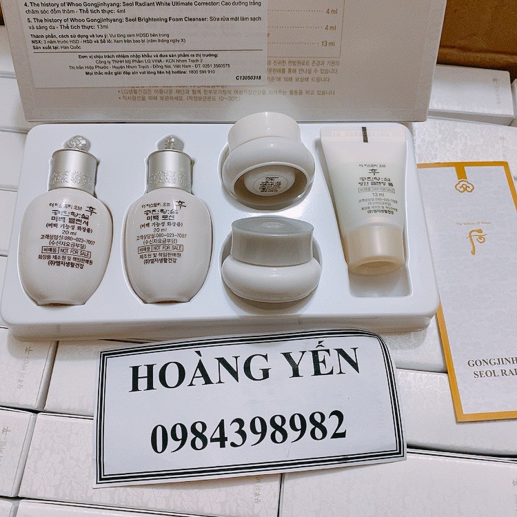 Set whoo dưỡng trắng da 5 món mini-Whoo Seol Radiant White Special Gift Set - hàng Cty - date 2024