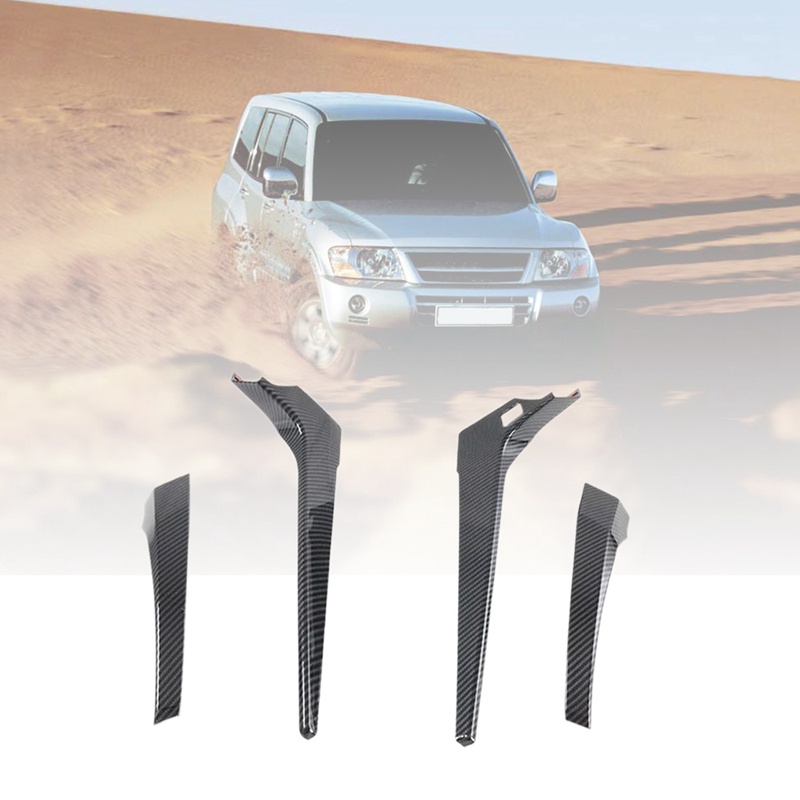 Bộ 4 Khung Viền Tay Nắm Cần Số Bên Trái Bằng ABS Sợi Carbon Cho Mitsubishi Pajero Sport 2020