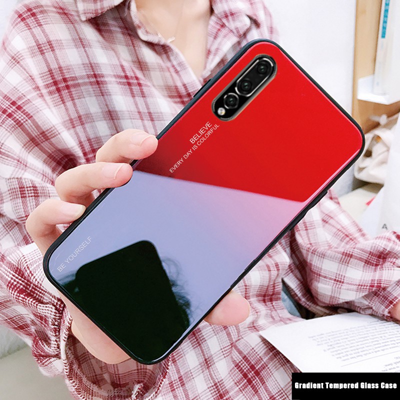 Ốp lưng cường lực phối 2 màu cá tính cho Huawei P20 Pro Mate10 Lite Nova 3i 3E 2i