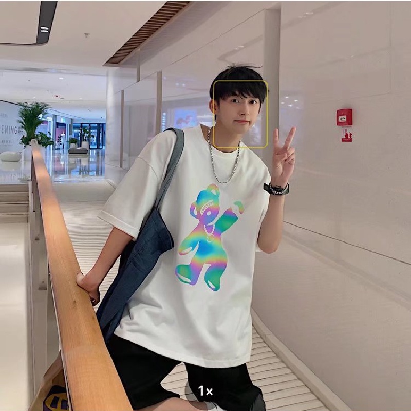 Áo Thun Mùa Hè Dáng Suông Tay Cộc In Họa Tiết Gấu Hoạt Hình Phong Cách Hàn Quốc Thời Trang Cho Nam Và Nữ size M-5XL