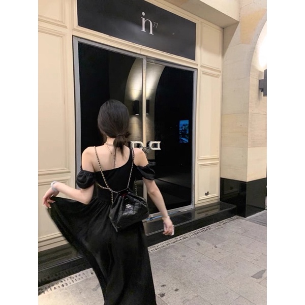 Đầm dáng dài váy dáng dài basic đi du lịch phong cách Hàn Quốc