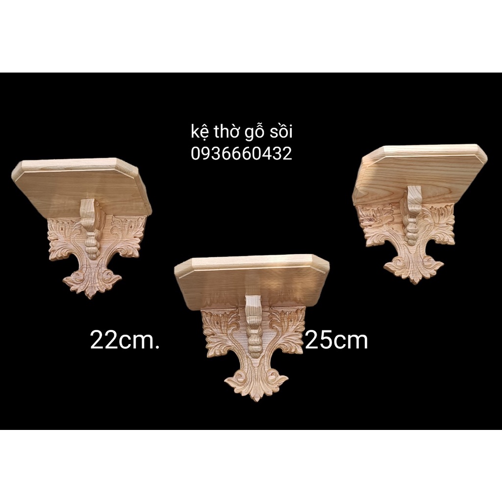 Kệ thờ gỗ sồi điêu khắc hoa văn để tượng Mẹ và Thánh cao từ 40cm đến 60cm