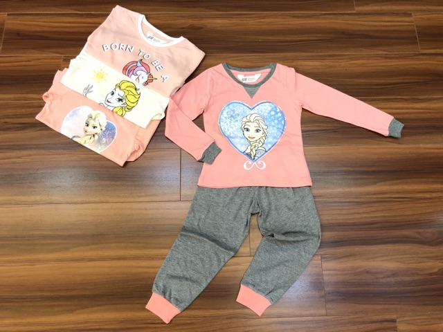 Bộ cotton dài tay bé gái