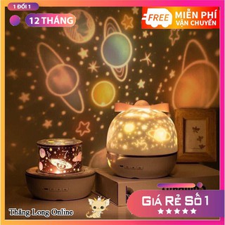Đèn Ngủ Chiếu Sao 3D Với 6 Chế Độ Hoa Văn, Xoay Tự Động 360 Độ - Cổng Sạc USB