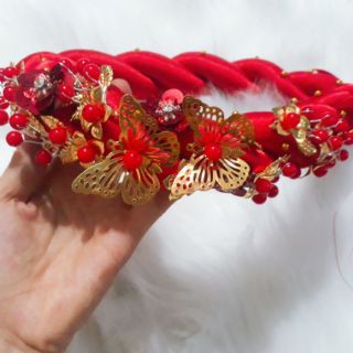 Mấn cô dâu cao cấp màu đỏ