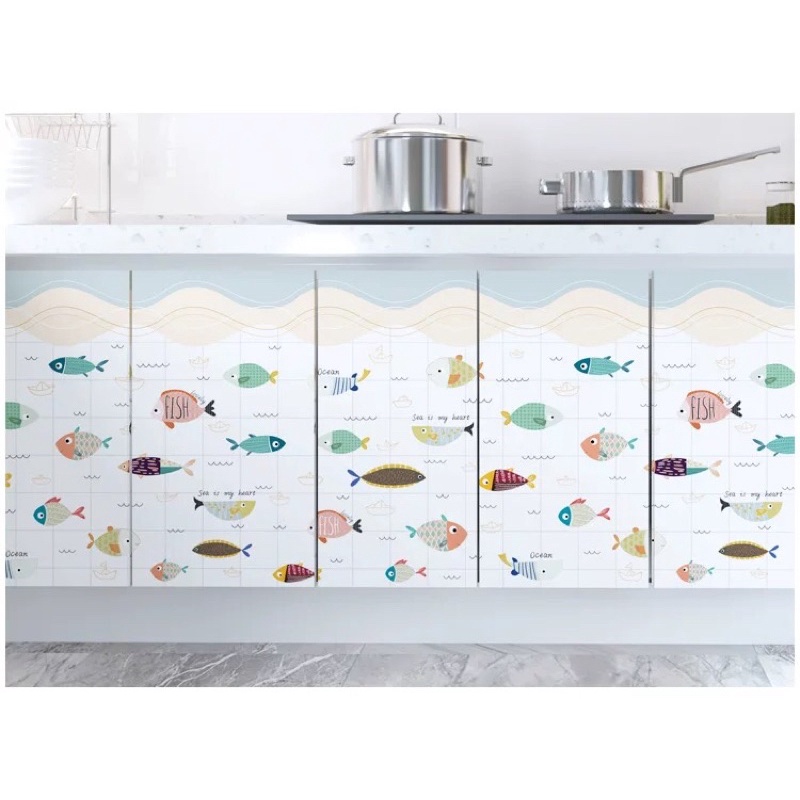 Decal Giấy Dán Bếp Tráng Nhôm Nhiều Mẫu Khổ Rộng 60cm Có Sẵn Keo Dán Chắc Chắn