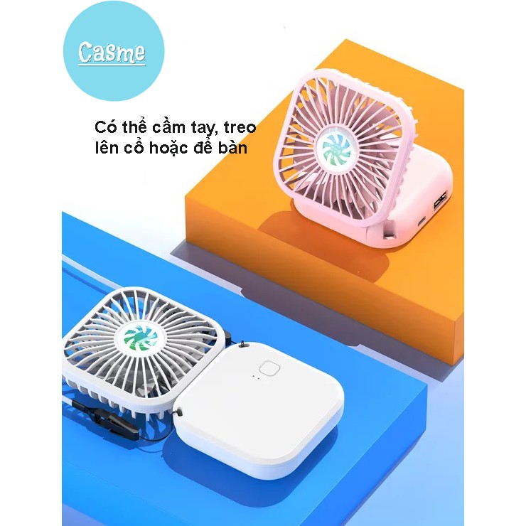Quạt mini cầm tay Casme, có dây đeo cổ, để bàn, gấp gọn tiện lợi mang đi làm, đi chơi - Q007 | BigBuy360 - bigbuy360.vn