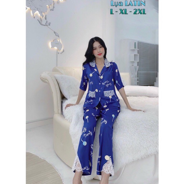 [L-XL-2XL] Pijama LỤA LATIN tay lở 2 túi, túi quần sâu, Mi Cần Thơ NoBrand