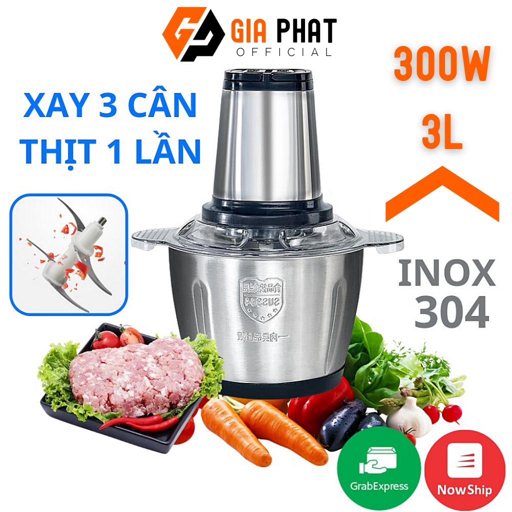 Máy Xay Thịt Cối INOX 304 LOẠI MỚI 250W-300W 2L-3L  4 Lưỡi XayMáy Xay thịt bằng điện không rỉ