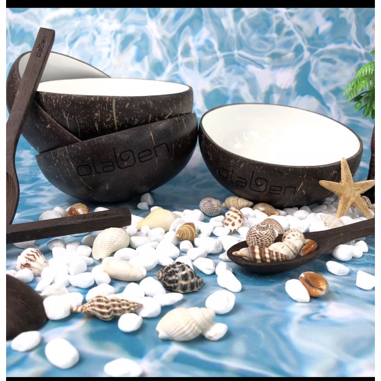 Combo Chén Gáo Dừa + Muỗng Gỗ Dừa Handcarved Coco Olaben Nutrition