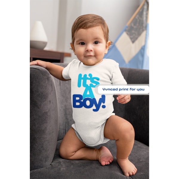 Bộ áo liền quần bé trai bé gái sơ sinh Baby Bodysuits Unisex Cotton với họa tiết cute IT’S A BOY & A GIRL