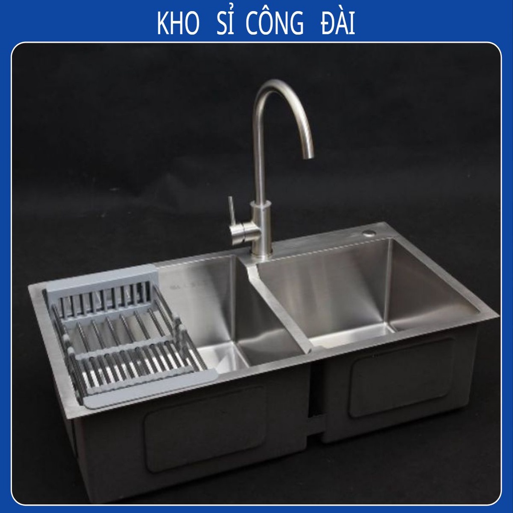 [ĐẠI HẠ GIÁ] Chậu rửa bát 304 Korea 8245 + vòi rửa bát nóng lạnh tặng rổ