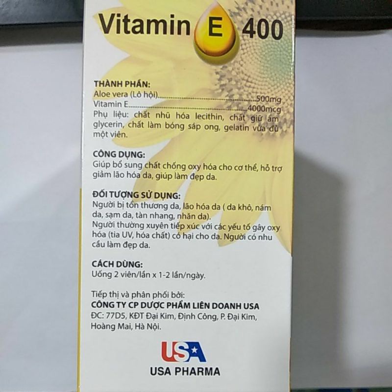 Vitamin E 400 : Làm chậm quá trình lão hóa da, giúp làm đẹp da và