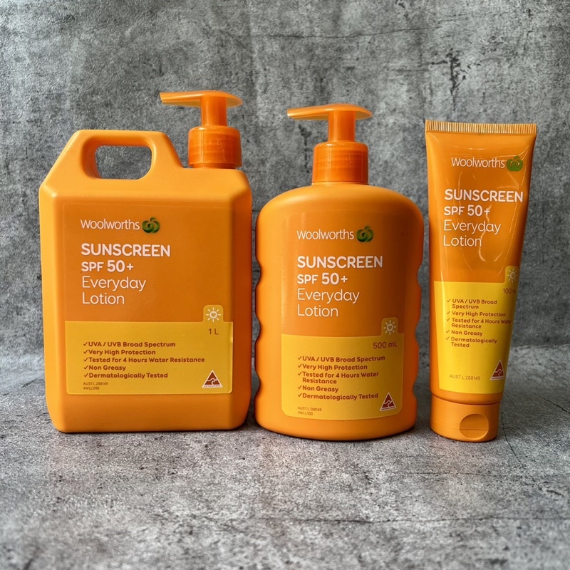 [ Mới 2022 ] Kem Chống Nắng Woolworths Sunscreen Everyday Lotion SPF 50+  100ml/500ml/1L