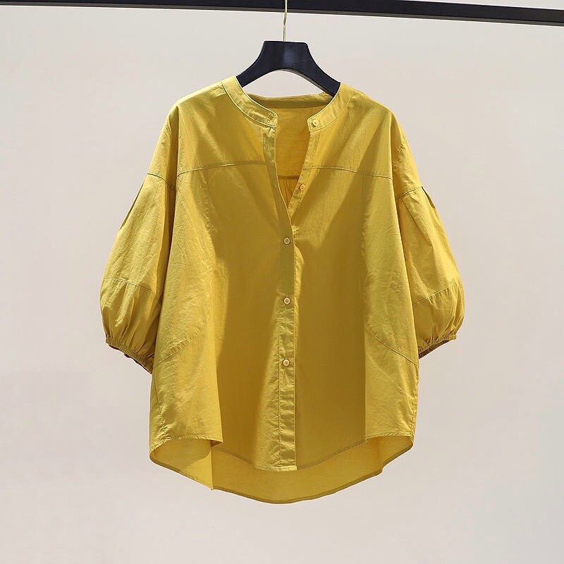 Áo sơ mi tay lỡ bồng dáng rộng dáng hàn quốc