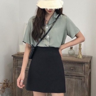 Chân Váy Lưng Cao Chữ A Madela 2 Lớp Dày Ôm Eo Tôn Dáng, Váy Chữ A Ngắn Cạp Cao Dáng Ôm Phong Cách Hàn Quốc