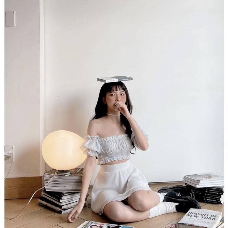 pass local brand dummfr cả set kẹo bông gòn xinh croptop và váy