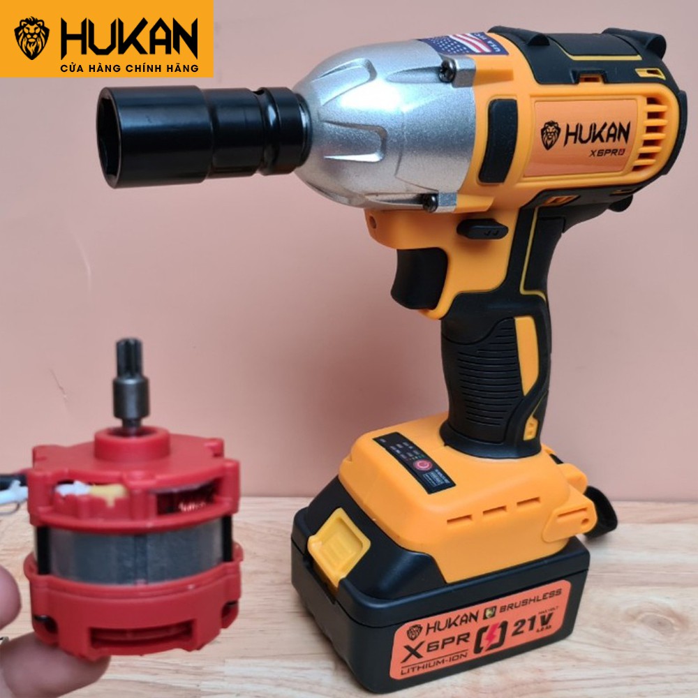 Máy siết bulong HUKAN X6 Pro động cơ nguyên khối lựu siết 380N.M  kèm bộ khẩu dài 10 cái