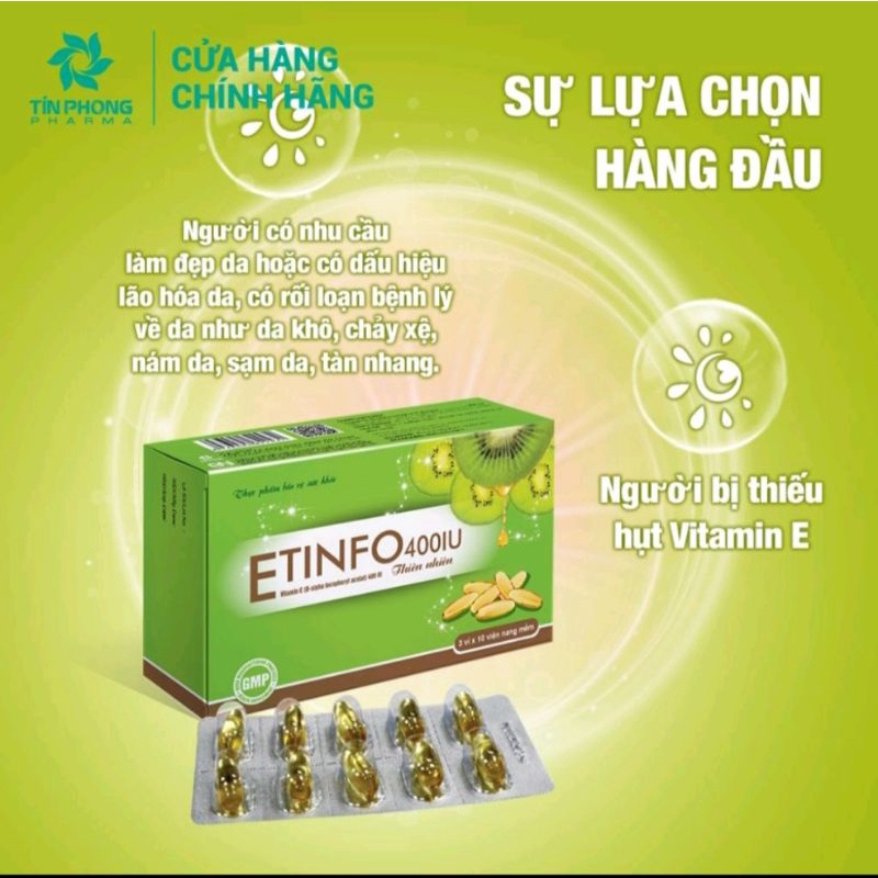 Etinfo 400 iu bổ sung vitamin e tự nhiên hộp 30 viên