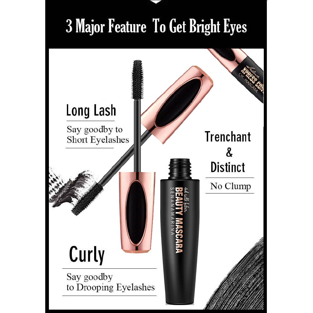 Mascara uốn cong nối dài làm dày lông mi kháng nước lâu trôi SENANA 8g