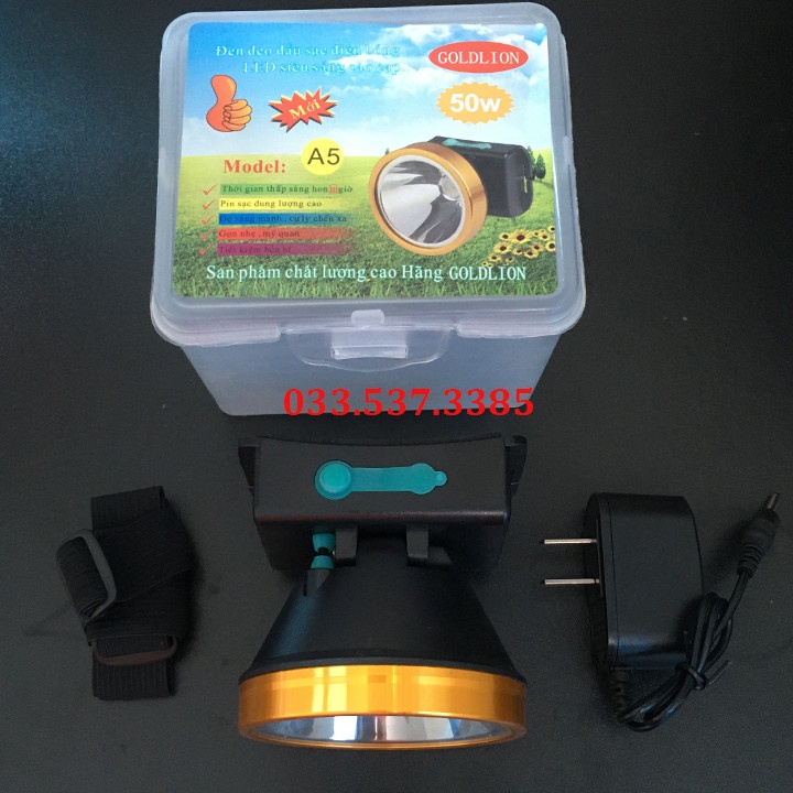 Đèn đội đầu A5 Goldlion, đèn pin đeo đầu siêu sáng chiếu sáng mạnh