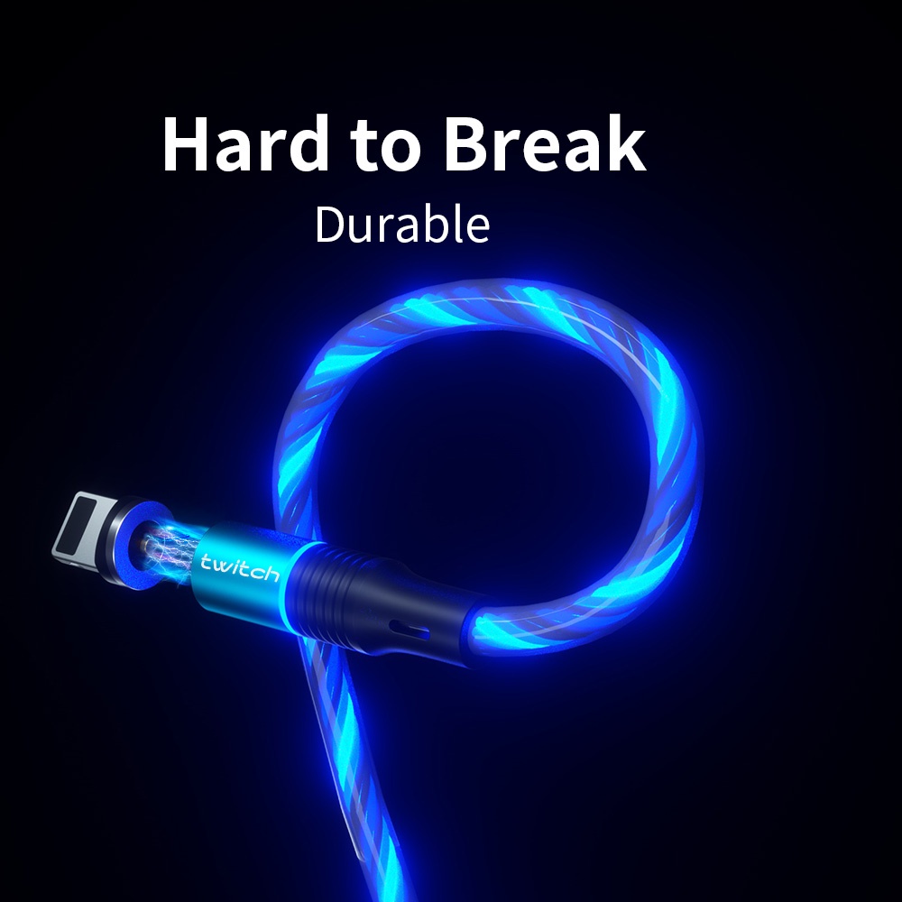 Dây Cáp Sạc Nhanh Micro USB Type C Có Đèn LED Xoay 360 Độ Cho iPhone Android