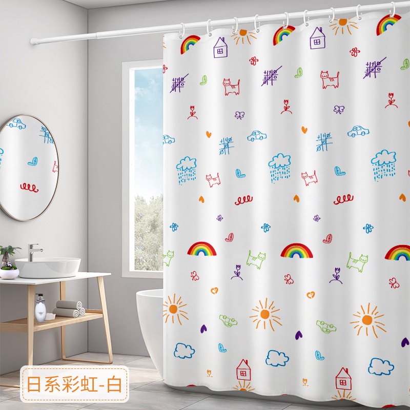 Polyester waterproof digital printing Rainbow thickened shower curtain