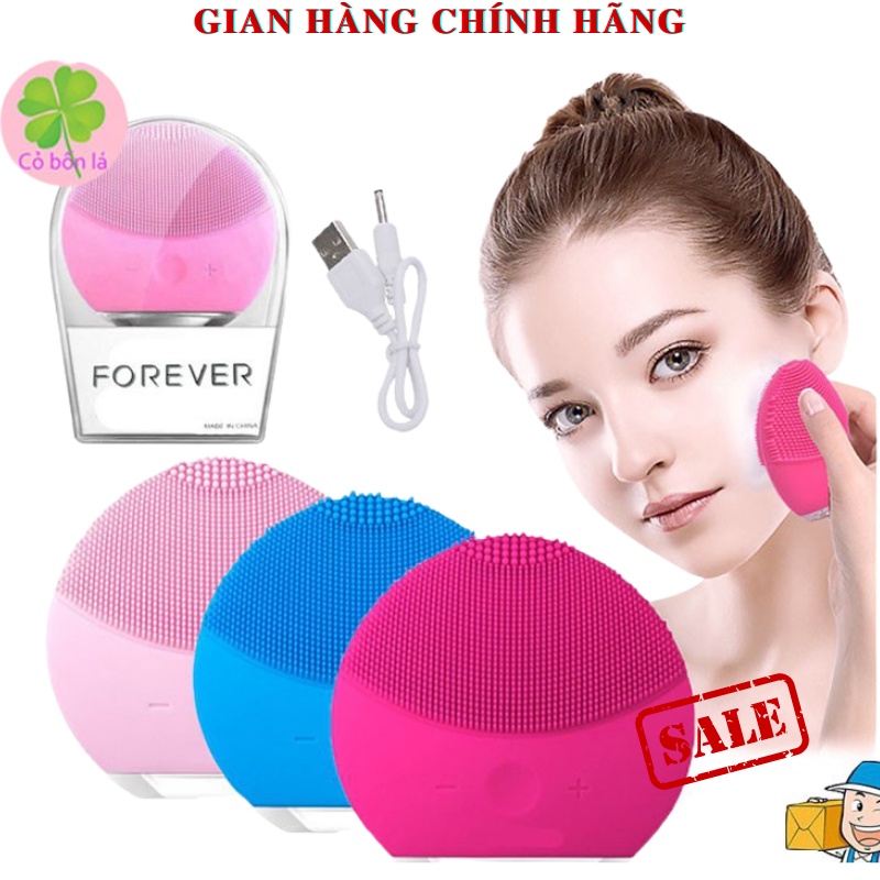 Máy rửa mặt mini FOREVER cầm tay nhỏ gọn, máy massage IMA nội địa trung đầu cọ silicon làm sạch sâu da