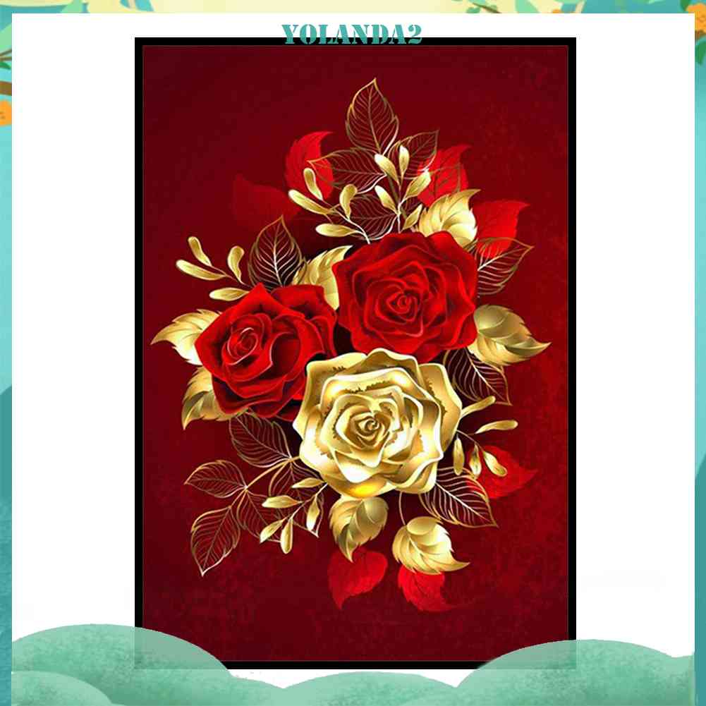 Bộ Tranh Thêu Chữ Thập 11CT DIY Hình Hoa Hồng Vàng Đủ Màu