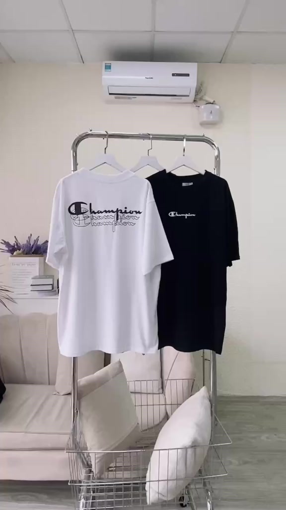 [Mã TOPS06 giảm đến 10k đơn 99k] Áo Thun Cotton UNISEX - Áo Phông Tay Lỡ Form Rộng AT in chữ Champion | BigBuy360 - bigbuy360.vn