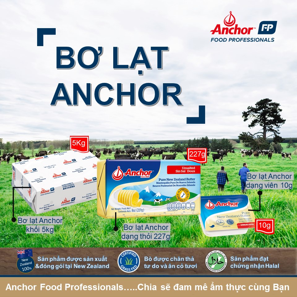 Bơ Nhạt Anchor Nhập Khẩu New Zealand Miếng 200g