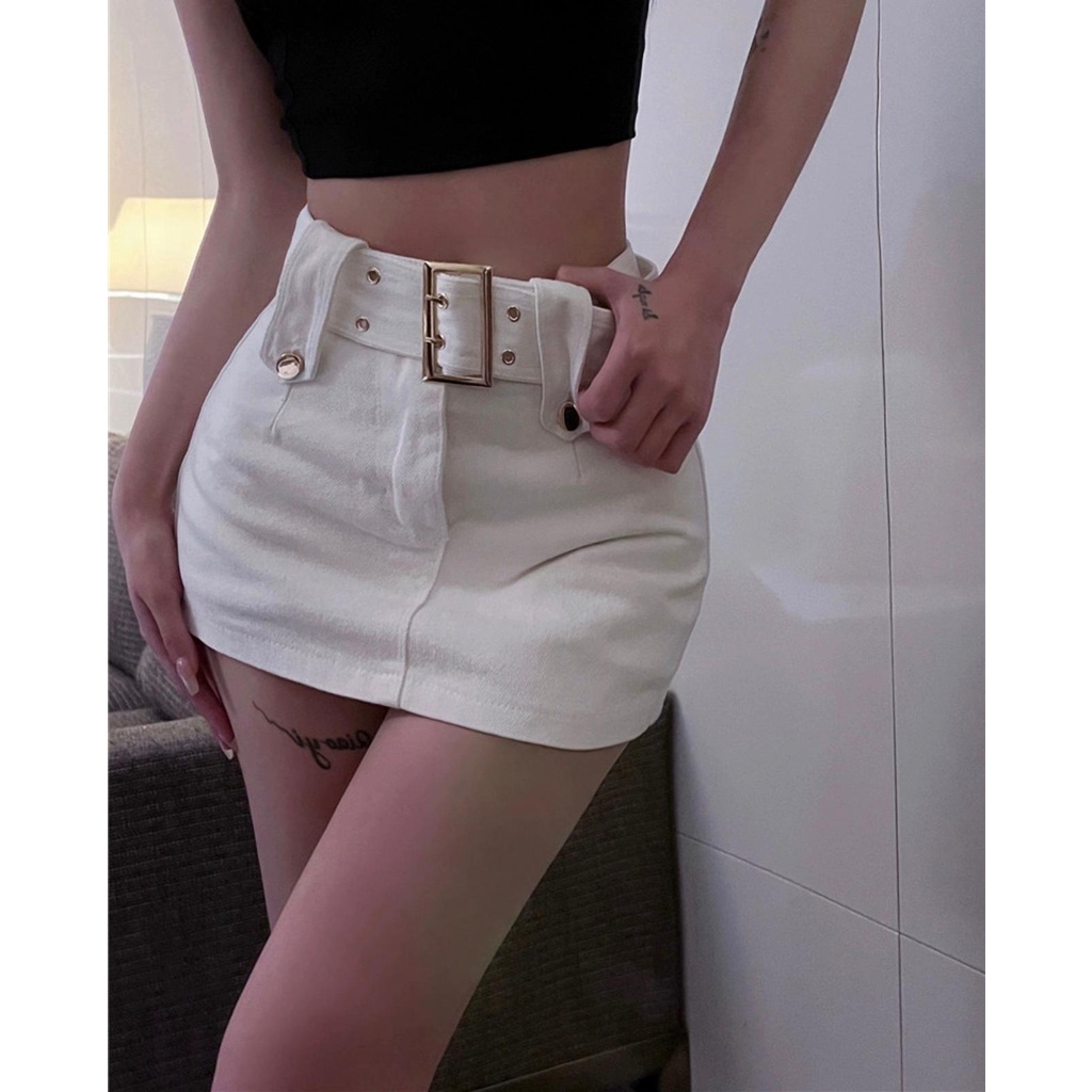 Chân Váy Ngắn Lưng Cao alohashop91, Dáng Ôm Phối Đai Lưng So To