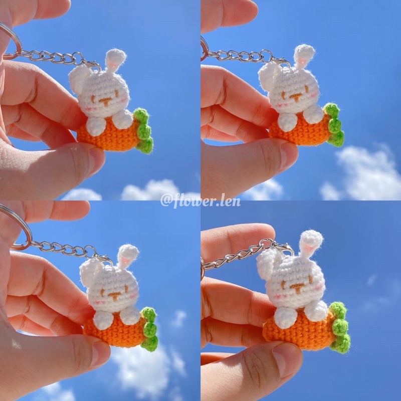 Móc khoá len handmade- Móc khoá thỏ carot