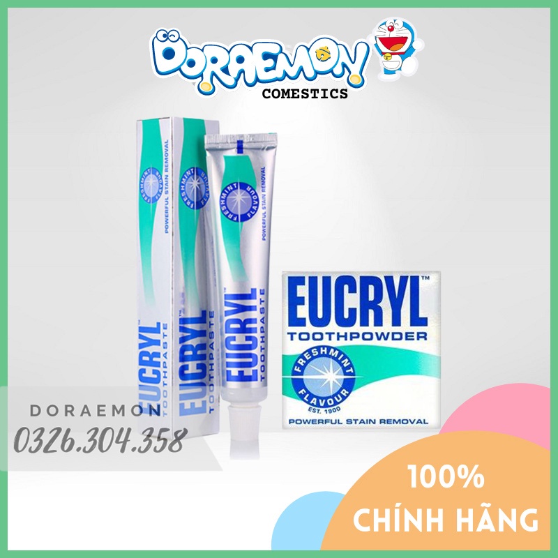 [HÀNG CHÍNH HÃNG] Kem đánh răng và bột làm trắng răng Eucryl_Hơi Thở Thơm Mát_Răng Trắng Sáng Diệu Kỳ