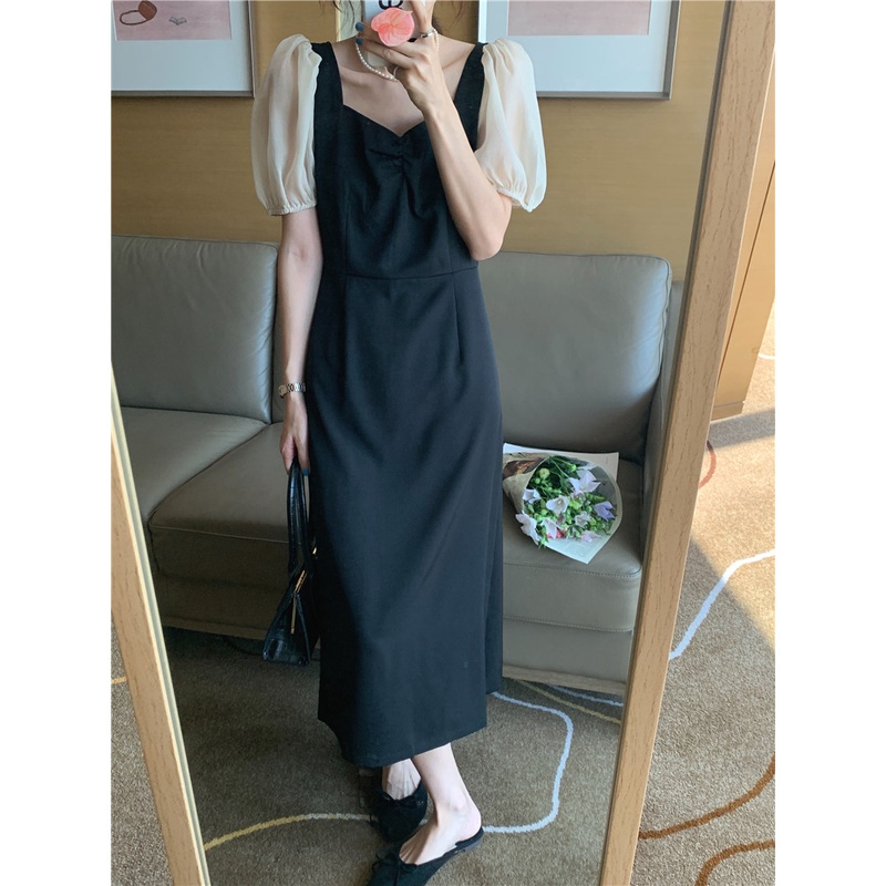 Đầm Dài Tay Phồng Cổ Vuông Phong Cách Hàn Quốc Mới 44761