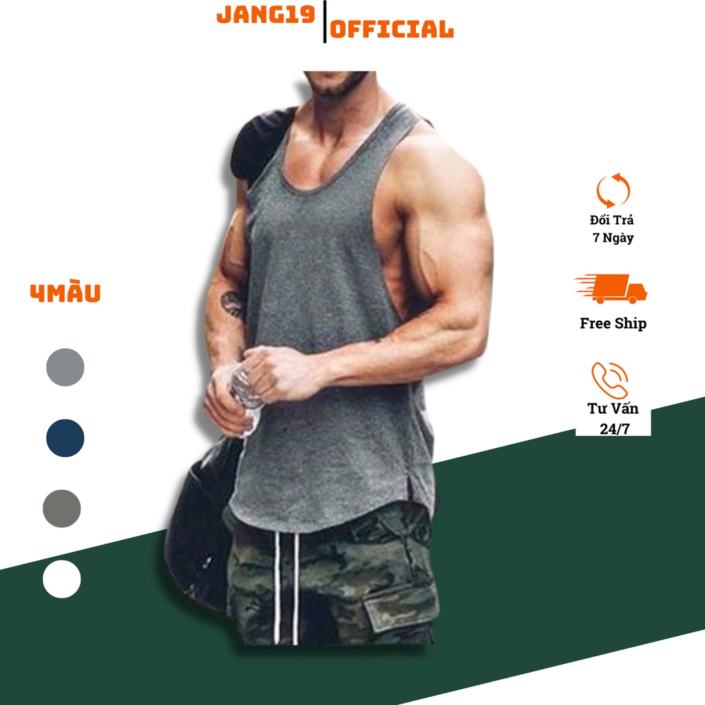 Áo Tank -Top Nam Hở Sườn Đuôi Tôm Chất Liệu Cotton Thương Hiệu Jang19
