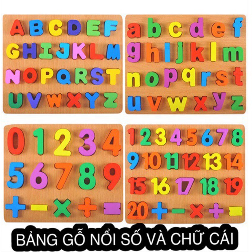 Bảng chữ cái Tiếng Việt - Tiếng Anh Và Số cho bé bằng gỗ chữ nổi