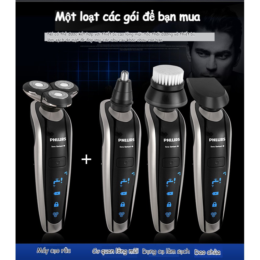Dao cạo điện rửa toàn thân công suất cao của Philips Dao cạo râu có thể sạc lại dao cạo râu ba đầu dành cho nam Màn hình