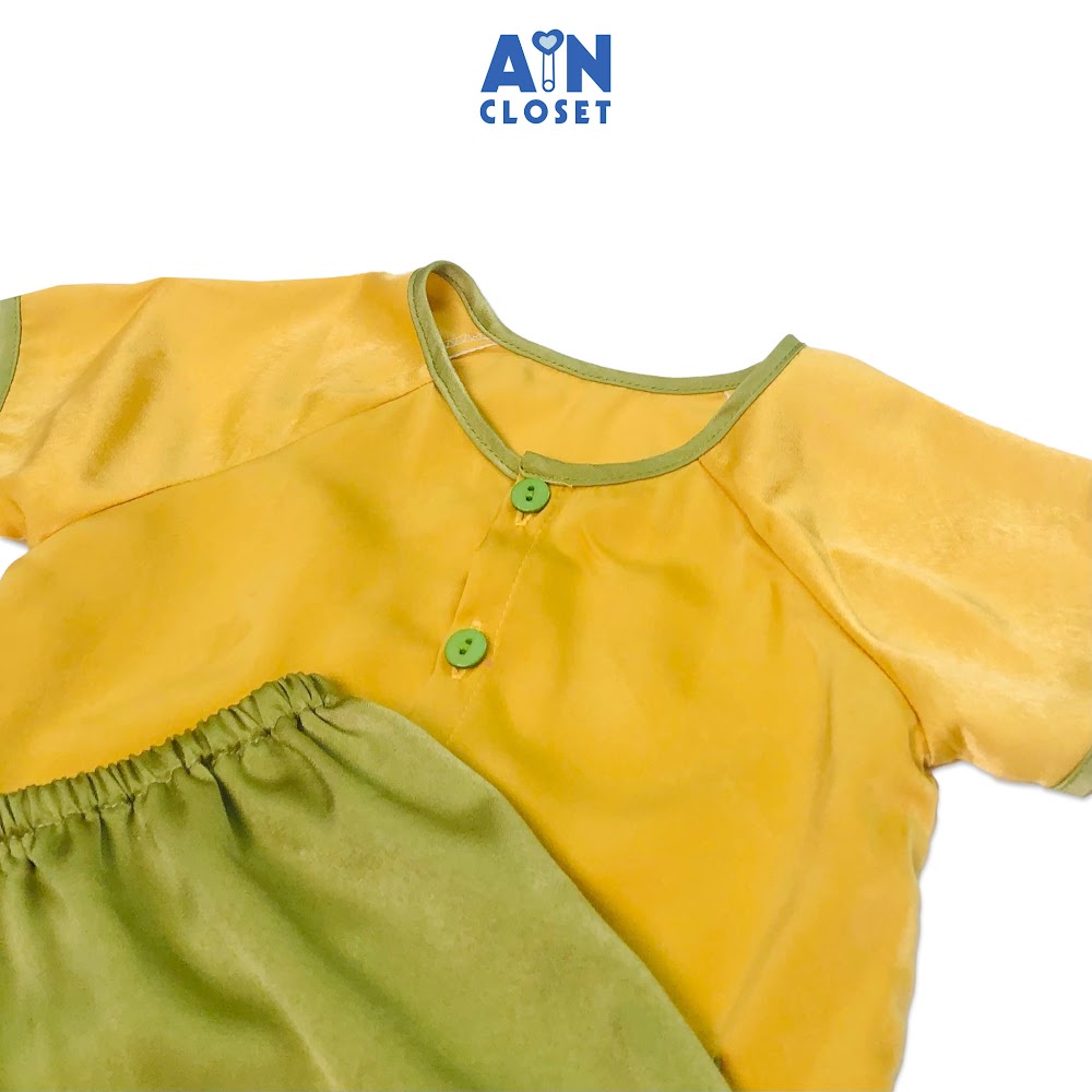 Bộ quần áo bà ba lửng unisex Vàng xanh lụa ngọc trai - AICDBTPMPT9T - AIN Closet