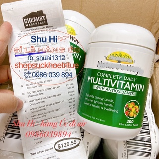 Vitamin tổng hợp hàng ngày nw multivitamin complete daily spirulina n.w 200 viên úc, tảo nw