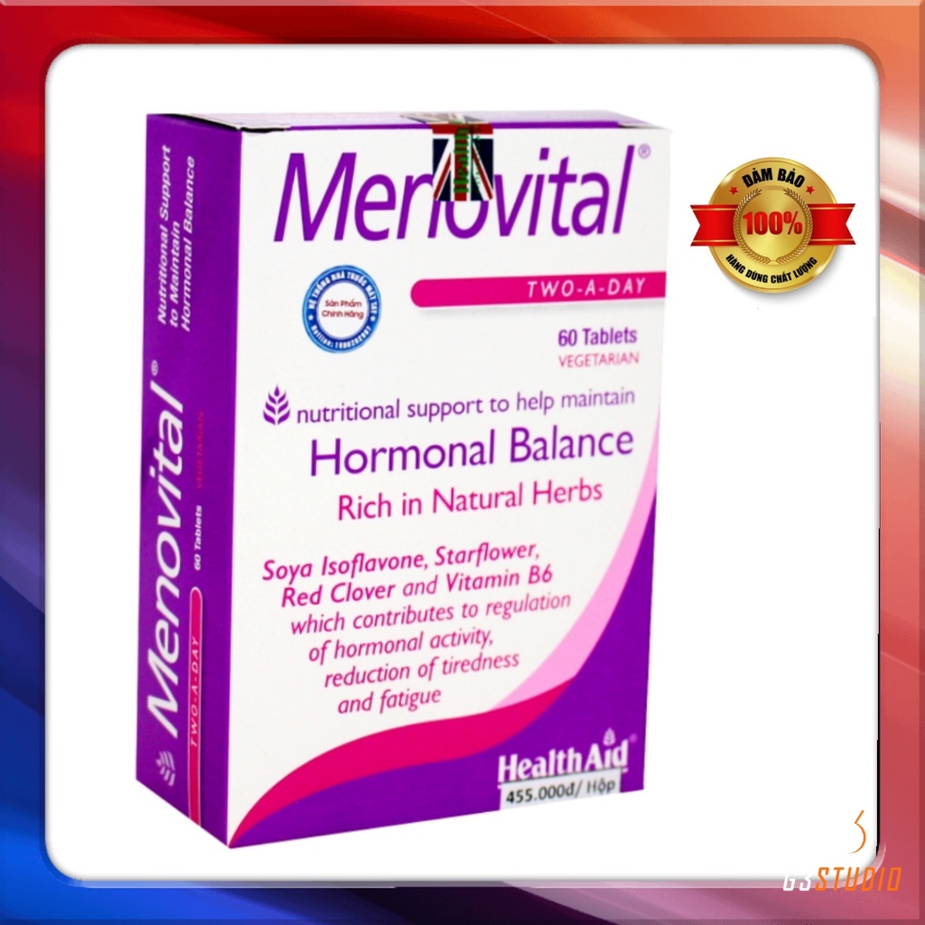 Viên nội tiết tố nữ Menovital Healthaid - Giúp làm đẹp da,chống lão hoá Bổ sung isoflavone ,điều hoà kinh nguyệt Hộp 60v