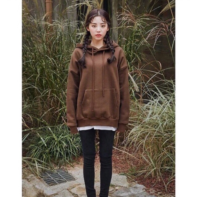 Hoddie nỉ bông nâu đậm unisex - Khoác nỉ chui đầu nâu socola có nón ( Ảnh thật + Video ) | BigBuy360 - bigbuy360.vn