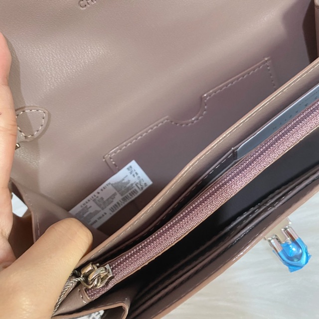 Cầm tay clutch ví ck vân rắn khoá gập có dây đeo