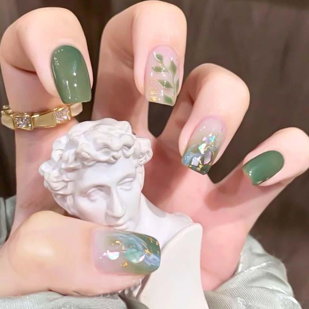 Miếng Dán Trang Trí Móng Tay 3D Tự Dính Hình Lá Mùa Xuân Hè