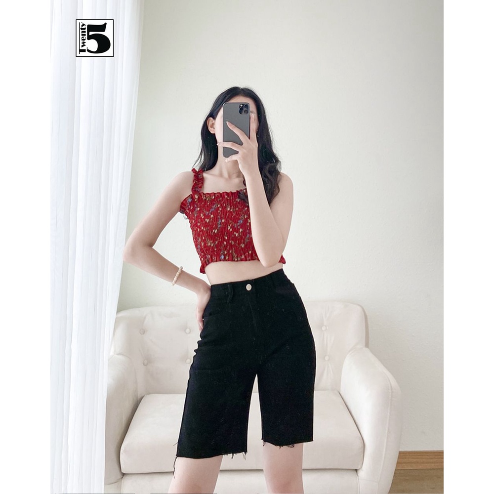 Áo hai dây dáng ôm ngắn bo chun co dãn năng động Twentyfive 4135